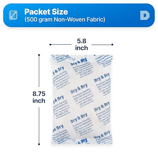 Dry & Dry 500 Gram Orange Indicating Silica Gel Packets Desiccants - Image 6