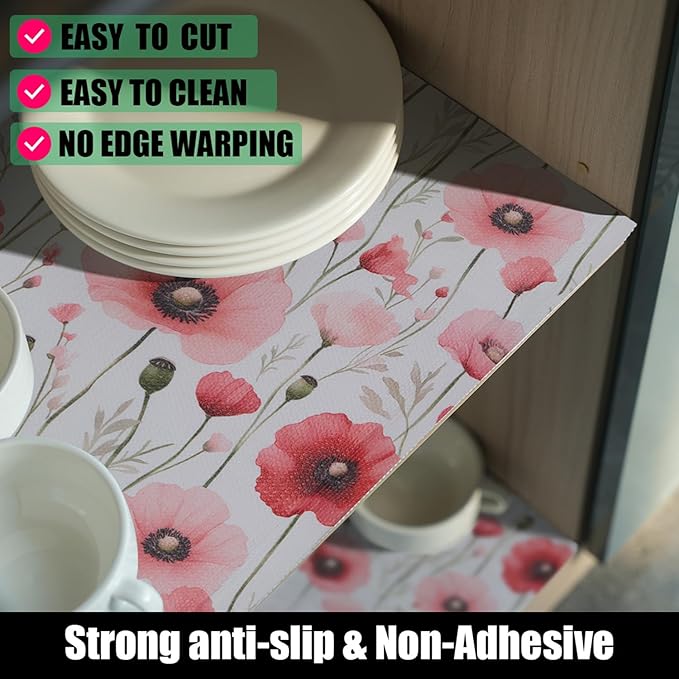 Floral Shelf Liners Strong Non-Slip and Non Adhesive 12IN x 10FT Shelf and - Image 2