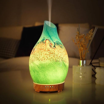 Vase Aroma Essential Oil Diffuser 160ml Art Glass Ultrasonic Cool Mist Scent - Image 8