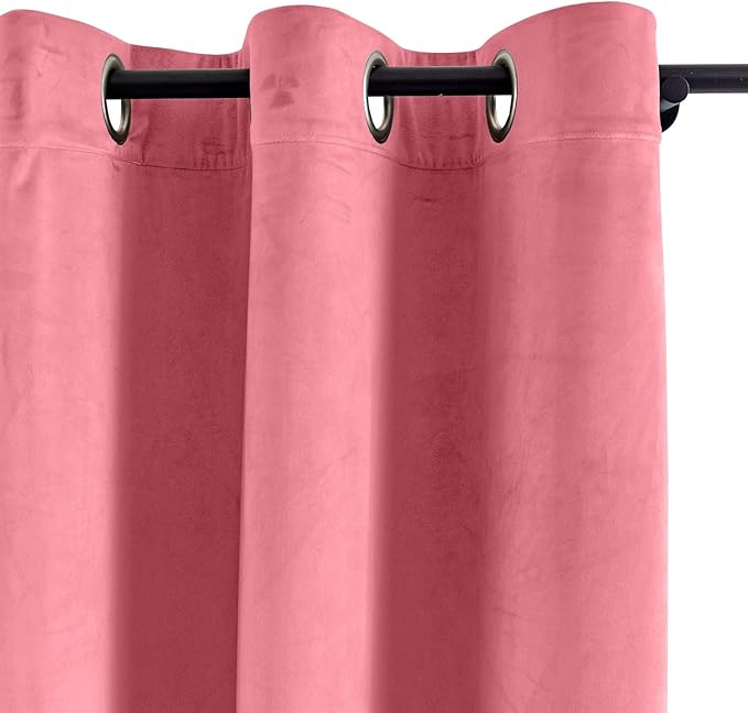 ChadMade Extra Wide Blackout Lined Premium Velvet Curtain Rose 120Wx102L Inch - Image 2