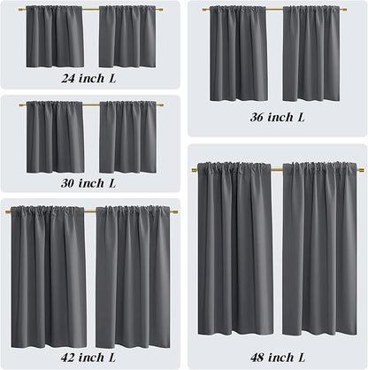 Dark Grey Thermal Insulated Blackout Window Curtain Set of 2 Panels, Room - Image 2