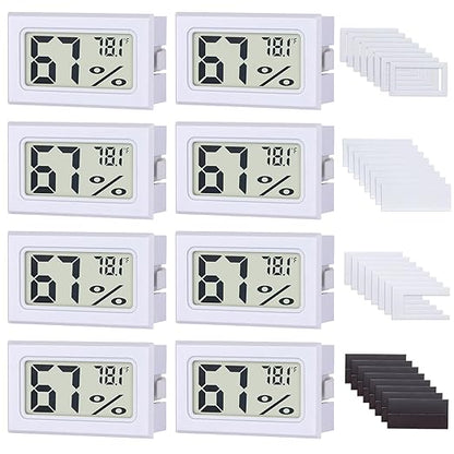 8-Pack Mini Digital Hygrometer Thermometer, Front-View Frame Adhesive by FN