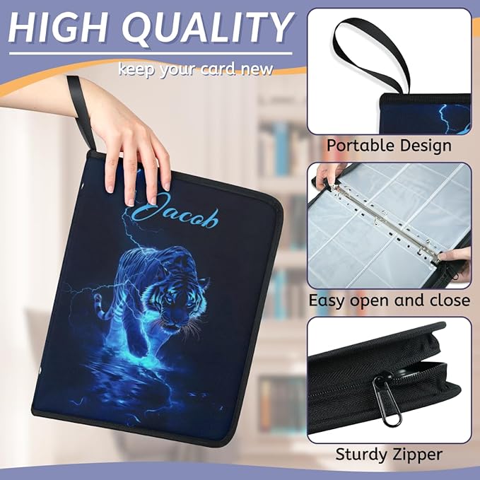 Custom Tiger Card Binder, 9-Pocket Trading Card Binder, Personalized Card - Image 5