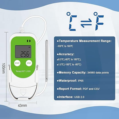 Tzone Low Temperature Data Logger USB Freezer Thermometer Recording - Image 4