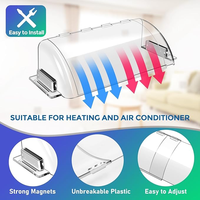 Adjustable Air Vent Deflectors, 4 Pack Widen Magnetic Heat and Vent Deflector - Image 4