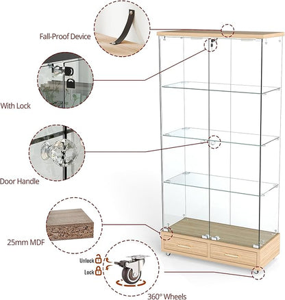 Yoluckea 4 Tier Glass Display Cabinet - Image 5