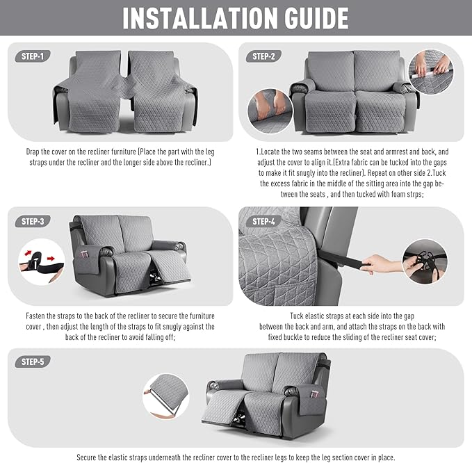 TAOCOCO 100% Waterproof Recliner Cover, Non-Slip Washable Reclining Couch Cover - Image 7
