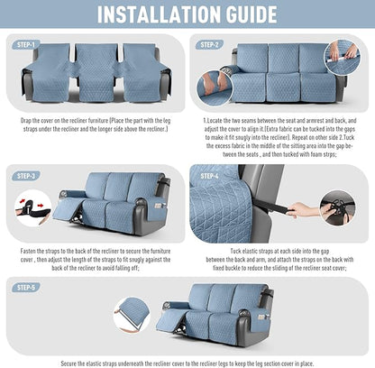 TAOCOCO 100% Waterproof Recliner Cover, Non-Slip Washable Reclining Couch Cover - Image 7