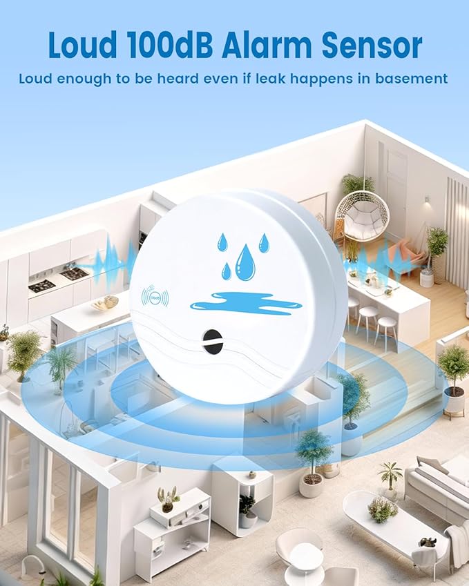 3 Pack Water Leak Detectors for Home, 100dB Waterproof Water Sensor Alarm Leak - Image 2