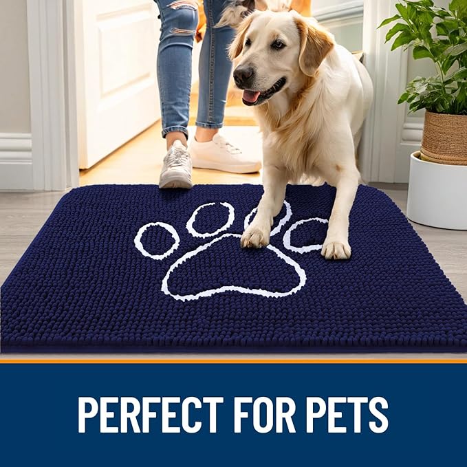 OLANLY Dog Door Mat for Muddy Paws 47x24, Paw Print Design, Absorbs Moisture - Image 6