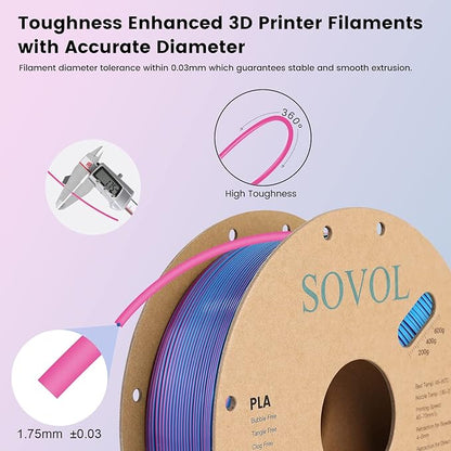 Sovol Dual Color PLA Filament 1.75mm, Silk PLA 3D Printing Material, Dual Color - Image 5