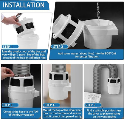 【Upgraded】 NOORNY 3 in 1 Indoor Dryer Vent Kit Lint Trap Bucket Dryer Vent - Image 5