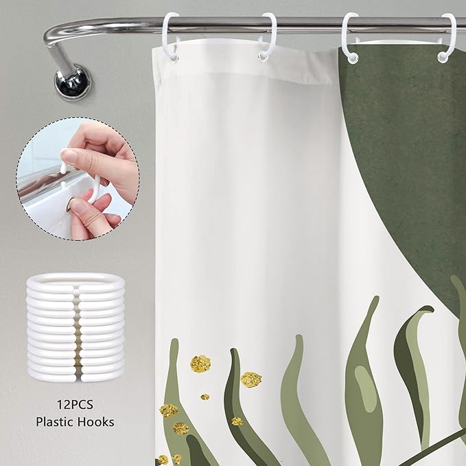 Pink Green Boho Shower Curtain 72Wx84H Extra Long Bohemian Mid Century Modern - Image 6