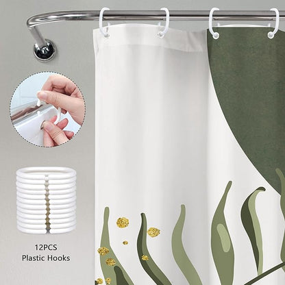 Pink Green Boho Shower Curtain 72Wx84H Extra Long Bohemian Mid Century Modern - Image 6