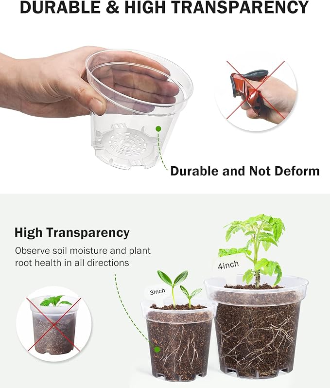 homenote Clear Nursery Pots for Plants, 5 Inch Plant Pot for Planting Plastic - Image 5
