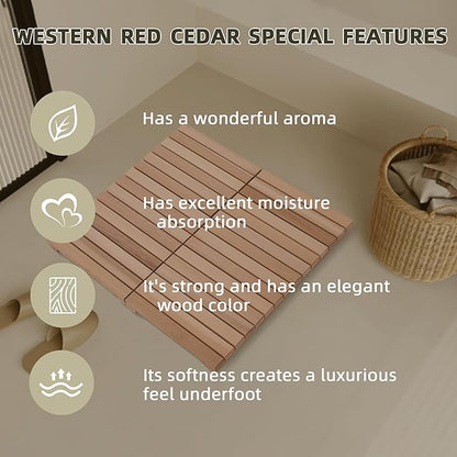 bingaai Cedar Wood Shower Mat, Cedar Wooden Bath Mats, Foldable Wood Bath Mat - Image 2