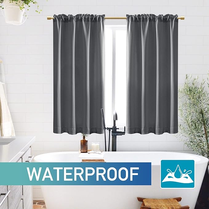 Dark Grey Thermal Insulated Blackout Window Curtain Set of 2 Panels, Room - Image 6
