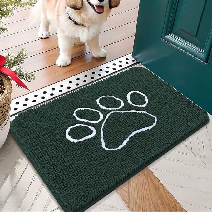 OLANLY Dog Door Mat for Muddy Paws 24x16, Paw Print Design, Absorbs Moisture by OLANLY