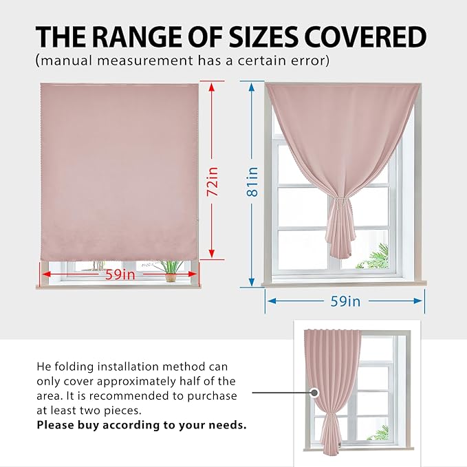 Autohesion Curtains for Windows, Bedroom Blackout Curtains for - Image 3
