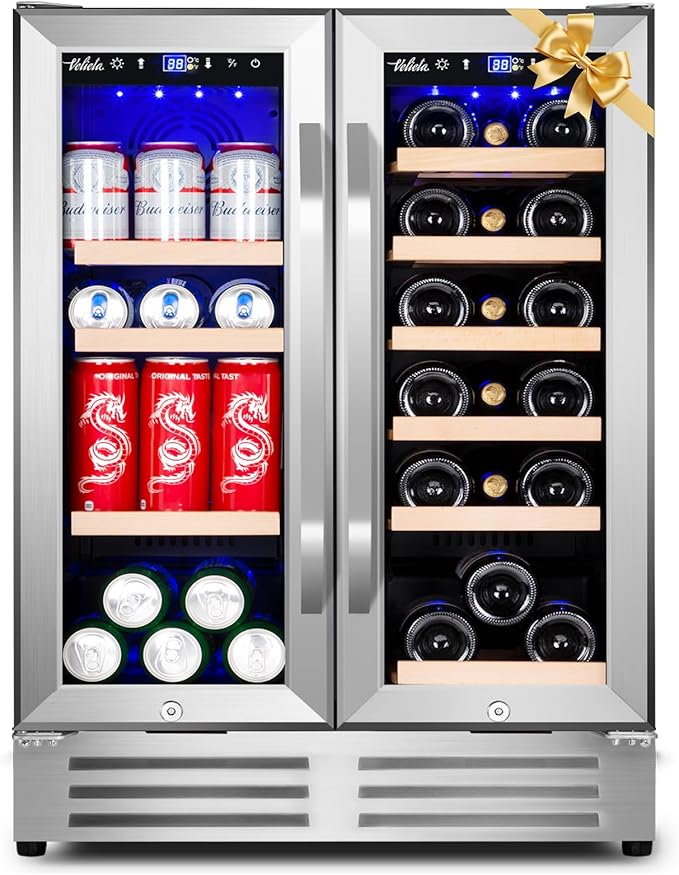 Wine and Beverage Refrigerator, 24 Inch Dual Zone Fridge by Velieta-SpecialistinFridge