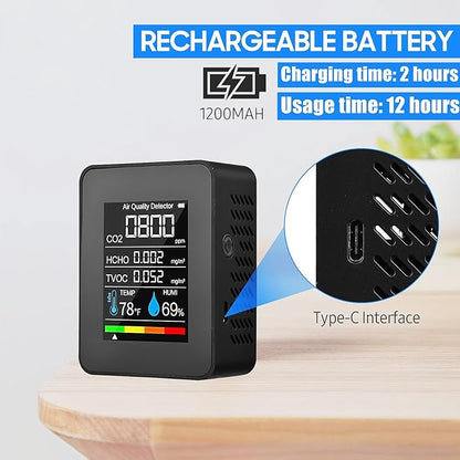 Prefessionall Indoor Air Quality Monitor, 5 in 1 Portable Smartair Quality - Image 5