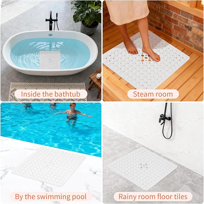 Anti-Slip Bathtub Shower mat, 20.8×20.8（Approximately 53×53cm） inch Soft - Image 6