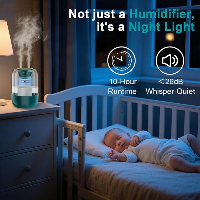 Humidifier with Double Nozzle, 2.2L Humidifiers - Image 4