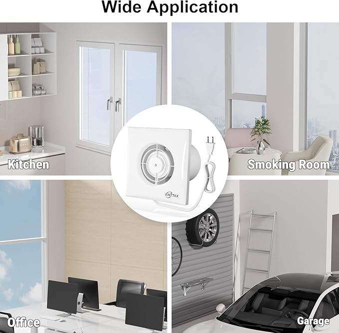 4 Inch Wall Mount Bathroom Exhaust Fan, Plug in Wall Exhaust Fan, 56 CFM Quiet - Image 7