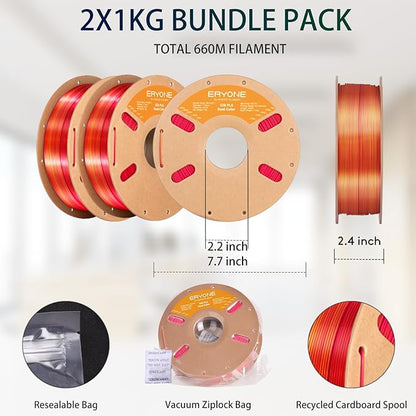 ERYONE Silk Dual Color PLA Filament 3D Printer 1.75mm +/- 0.03mm, Bicolor - Image 6