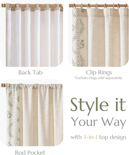 jinchan Belrose Lined Linen Blend Curtains Floral Curtains - Image 7