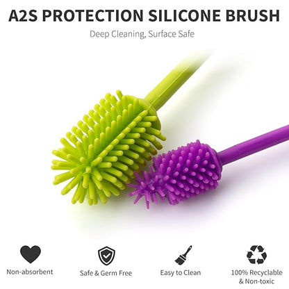 A-Brush Silicone Bottle Cleaner Brush, 2 Piece Set, Long Handle - Image 4