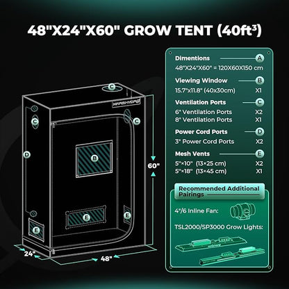 MARS HYDRO 4x2x6 Advanced Grow Tent, - Image 9