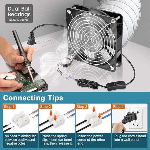 GDSTIME 120mm x 25mm 110V 115V 120V AC Powered Fan Dual Ball Bearing - Image 5