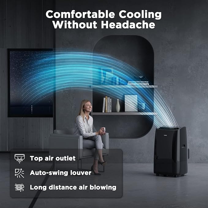 TURBRO 14, 000 BTU Smart WiFi Portable Air Conditioner, Cooling up to 600 Sq Ft - Image 4