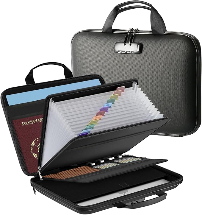 Fireproof Document Box with Lock, Portable Hard-Shell Case Fireproof File Box by Home