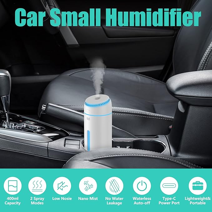 Small Humidifiers for Bedroom Nightstand Room 400ML USB Humidifer Plant Cool - Image 2