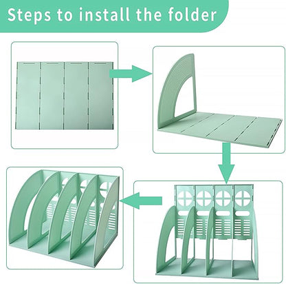 SAYEEC Sturdy Magazine Holder 4 Compartments Plastic Desktop File Organizer - Image 6