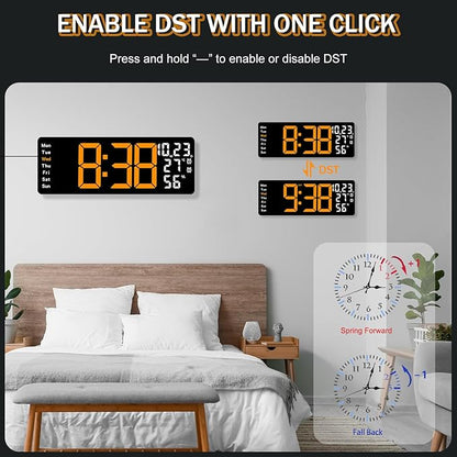 JoFomp 17.3" Large Digital Wall Clock, LED Digital Clock Large Display - Image 7