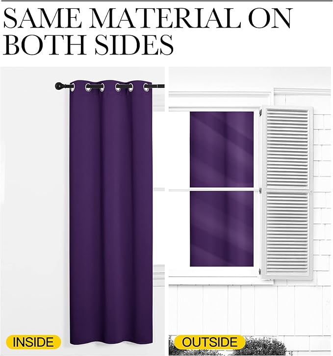 NICETOWN Blackout Window Curtain Short, 55W x 86L, Sold Individually, Royal - Image 6