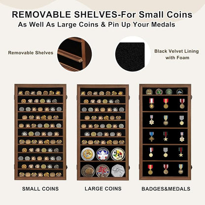 Jinchuan Military Challenge Coin Display Case Lockable Cabinet Rack Shadow Box - Image 4