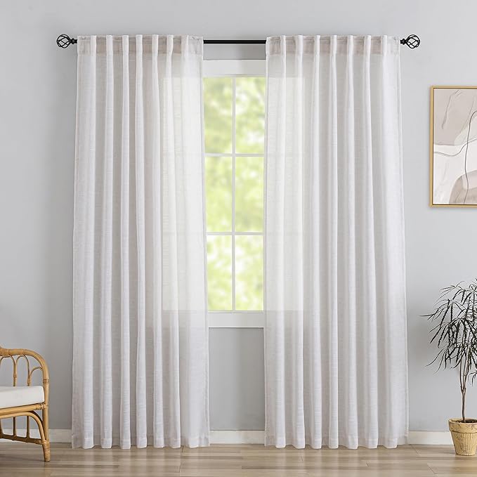DONREN Off White Back Tab Curtains 84 Inches Long 2 Panels by DONREN