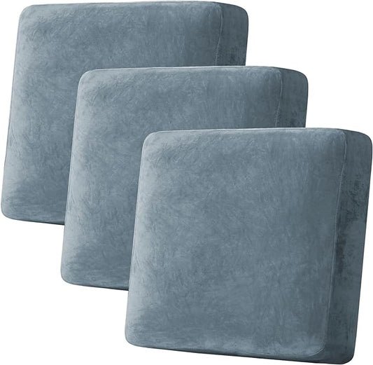 H.VERSAILTEX Velvet Stretch Couch Cushion Cover Plush Cushion Slipcover by HVERSAILTEX