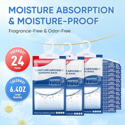 24 Pack Moisture Absorbers for Closet, 6.4OZ Hanging Closet Dehumidifier Bags - Image 2