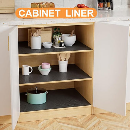 FLPMIX Shelf Liners for Kitchen Cabinets: 15" x 240" Black Easy to Cut Drawer - Image 2