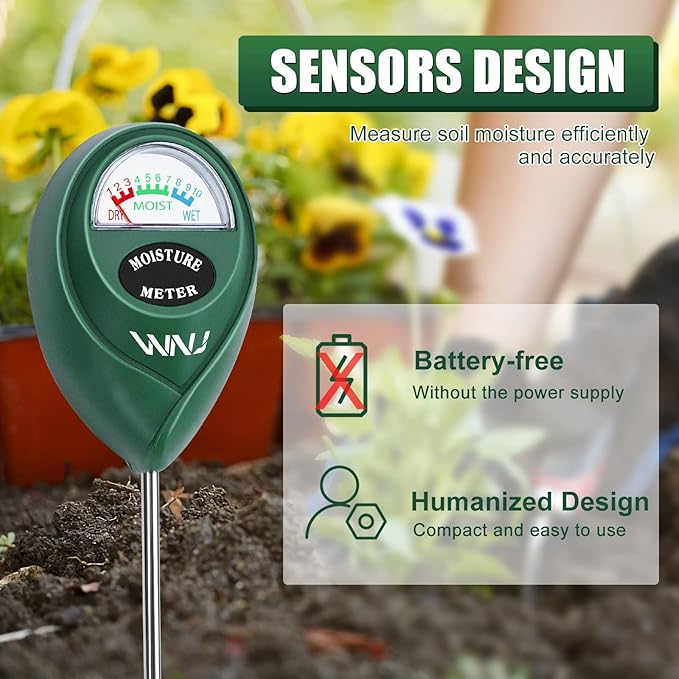 WNJ 2 Pack Soil Moisture Meter, Plant Water Monitor, Lawn Moisture Meter，Soil - Image 4