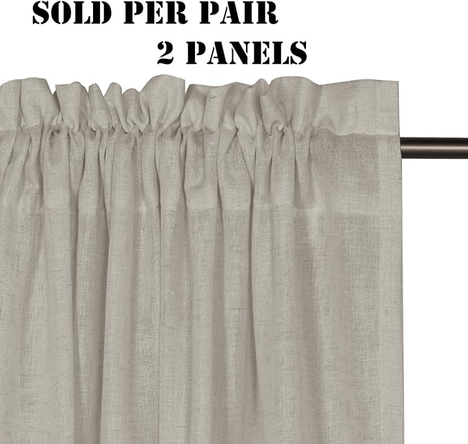 H.VERSAILTEX Linen Curtains Elegant Natural Linen Semi Sheer Curtains Energy - Image 2