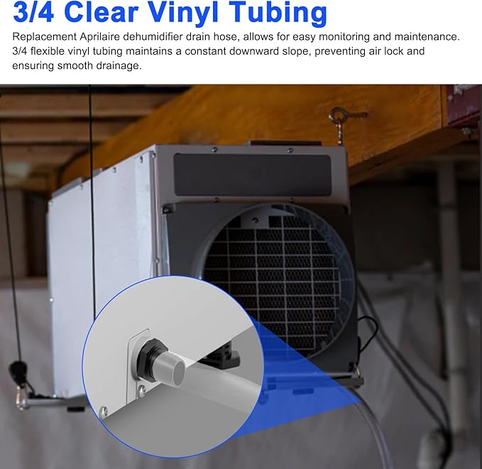 5692 Dehumidifier Drain Hose 3/4 Clear Vinyl Tubing 10 Feet & Dehumidifier - Image 4