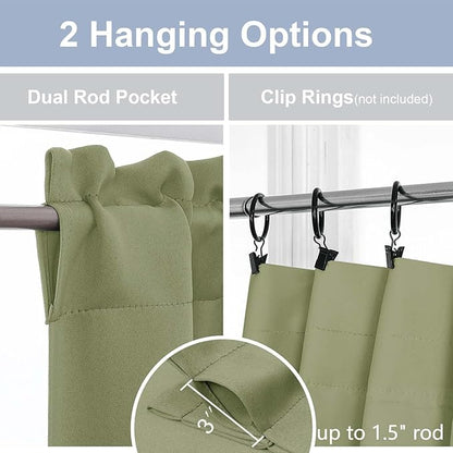 Chyhomenyc Sage Green Short Blackout Curtains 45 Inch Length, Small Kitchen - Image 5
