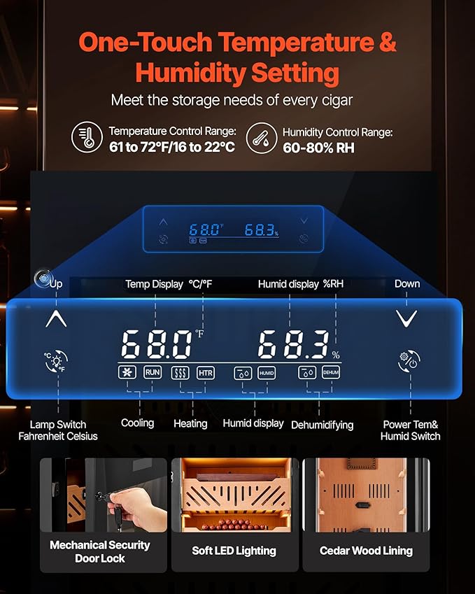 VEVOR Electric Humidor, 88L Cigar Humidor, Constant Humidity & Temperature - Image 2