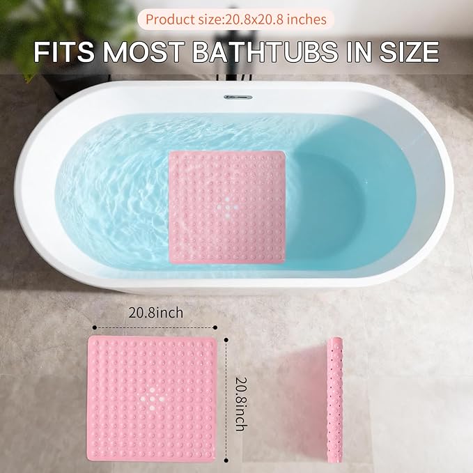 Anti-Slip Bathtub Shower mat, 20.8×20.8（Approximately 53×53cm） inch Soft - Image 4
